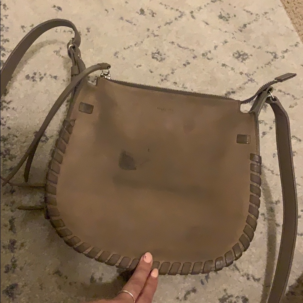 All Saints crossbody grey suede bag
